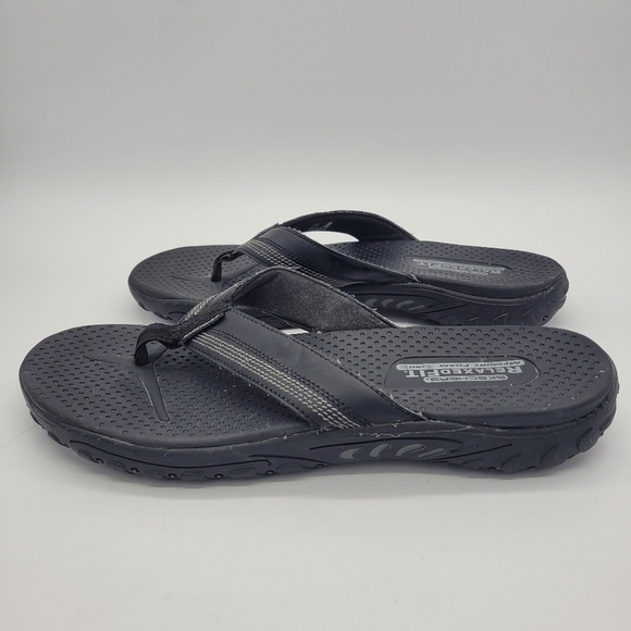 Skechers Relaxed Fit Memory Foam 360 Flip Flop Sandals Black Men's 13 - Picture 1 of 7
